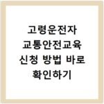 고령운전자 교통안전교육 신청 방법 바로 확인하기