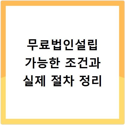 무료법인설립 가능한 조건과 실제 절차 정리