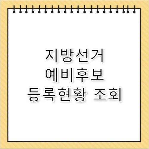 지방선거 예비후보자 등록 현황 실시간 조회 방법