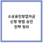 소상공인창업자금 신청 방법 승인 전략 정리
