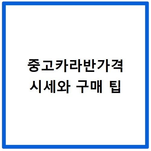 중고카라반가격 시세와 구매 팁