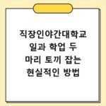 직장인야간대학교 일과 학업 두 마리 토끼 잡는 현실적인 방법