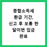 종합소득세 환급 기간, 신고 후 보통 한 달이면 입금 완료
