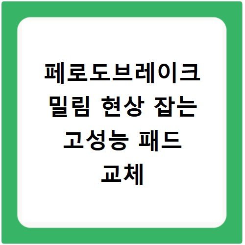 페로도브레이크 밀림 현상 잡는 고성능 패드 교체