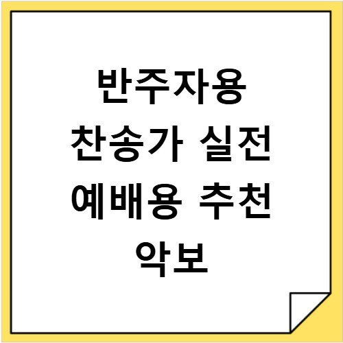 반주자용 찬송가 실전 예배용 추천 악보