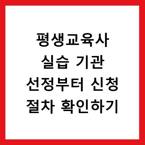 평생교육사 실습 기관 선정부터 신청 절차 확인하기