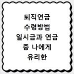 퇴직연금 수령방법 일시금과 연금 중 나에게 유리한 선택은