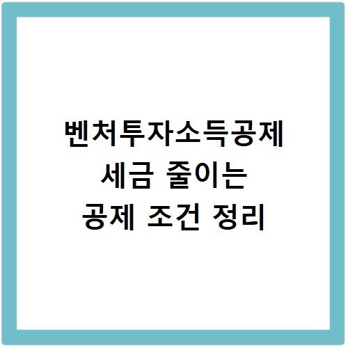 벤처투자소득공제 세금 줄이는 공제 조건 정리
