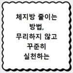 체지방 줄이는 방법, 무리하지 않고 꾸준히 실천하는 비결