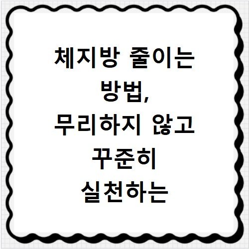 체지방 줄이는 방법, 무리하지 않고 꾸준히 실천하는 비결